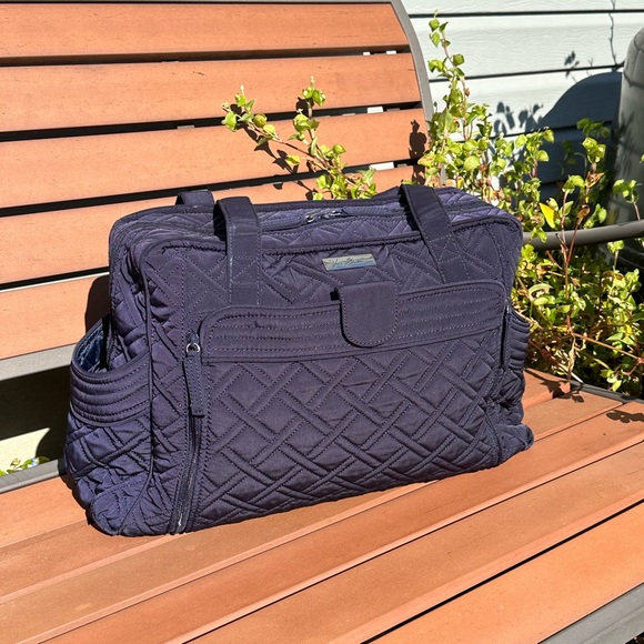 MOVING SALE: Vera Bradley Navy Microfiber Travel Bag - Picture 1 of 9